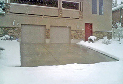 Automated heated driveway after a snowstorm.