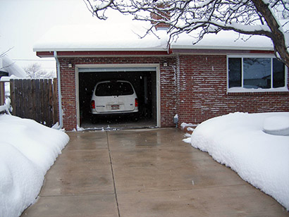 Heated driveway after snowstorm in Denver.