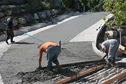 Heated concrete driveway being installed.